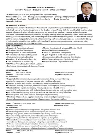 Riyadh, Job Seekers, Executive Assistant