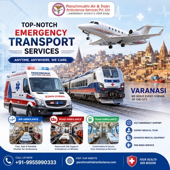 Mumbai, Health, Panchmukhi Hi Tech Air Ambulance In Varanasi- Professional ICU Transportation