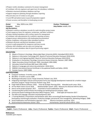 Riyadh, Job Seekers, Timekeeper