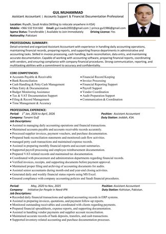 Riyadh, Job Seekers, Assistant Accountant