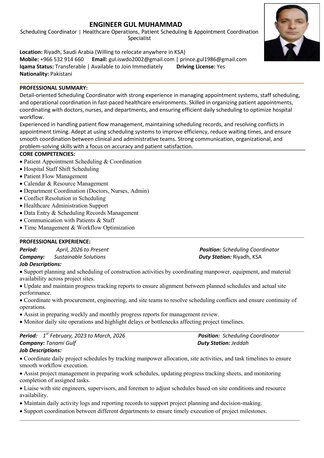 Riyadh, Job Seekers, Scheduling Coordinator