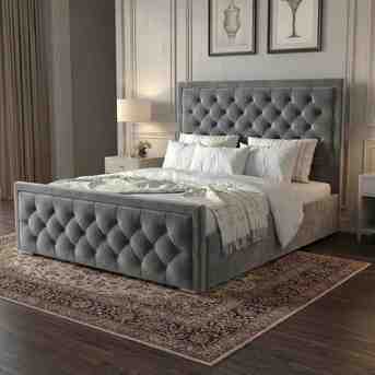 London, Furniture, GBP 269,  Cross-Puffed Velvet Ottoman Bed With Matching Headboard And Footboard