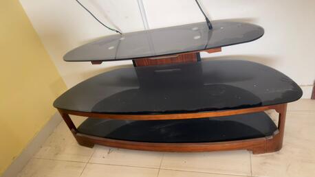 Manama, Household Items, BHD 10,  Black Tempered Glass Coffee Table / TV Stand With Wooden Frame For Sale