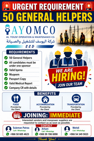 Riyadh, Jobs, General Helpers