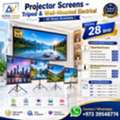 BHD 28,  Projector Screens With Tripod Stand & Wall-Mounted &ndash; All Sizes Available | Call / WhatsApp