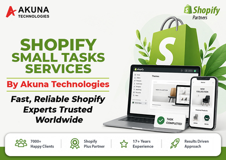 Sydney, Web Design & Development, Shopify Small Tasks Services By Akuna Technologies Which Is Fast Reliable Shopify Experts