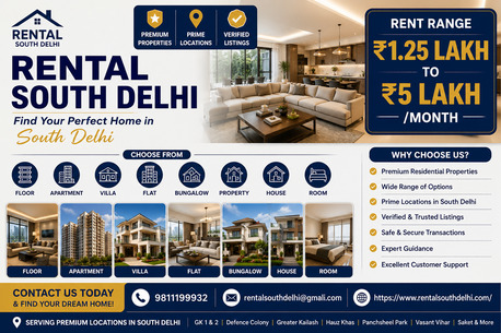 New Delhi, Apartments, Flats, Houses & Villas, Furnished,  Apartment For Rent In South Delhi | Premium 3 & 4 BHK Luxury Homes