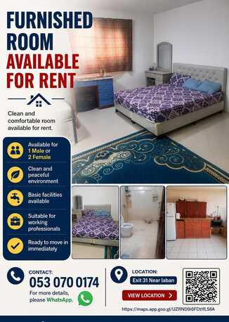 Riyadh, Rooms for Rent, SAR 1/month,  Furnished,  20 Sq. Meter,  Room For Rent