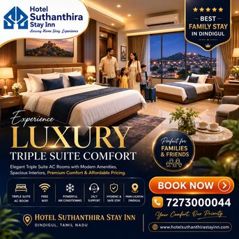 Mumbai, Travel, Luxury Triple AC Rooms In Dindigul | Hotel Suthanthira Stay Inn
