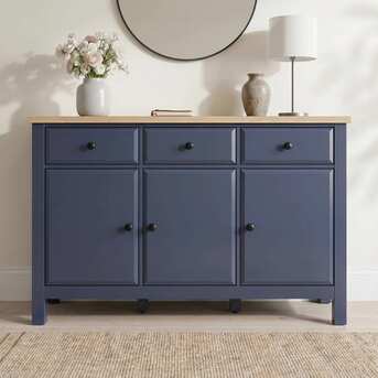 London, Furniture, GBP 179,  Haven Blue Large Painted 3 Door Sideboard Cabinet