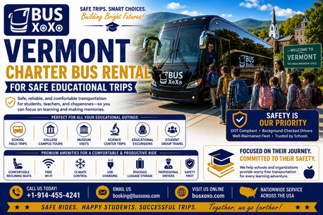 New York, Travel, Vermont Charter Bus Rental For Safe Educational Trips