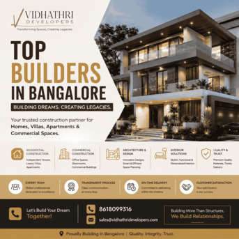 Bangalore, Real Estate, Best Builders Bangalore Vidhathridevelopers