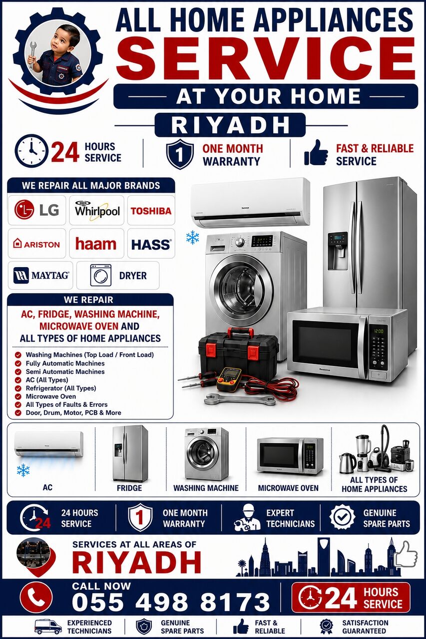 Riyadh, Air Conditioning, Ac, Fridge, Washing Machine, Tv, Microven And All Service