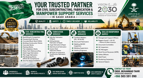 Riyadh, Construction, Civil Subcontracting, Fabrication & Manpower Support Services In Saudi Arabia
