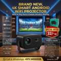 BHD 32,  Brand New 4K Smart Android WIFI Projector (Built-In Play Store) Mobile Screen Sharing 3459