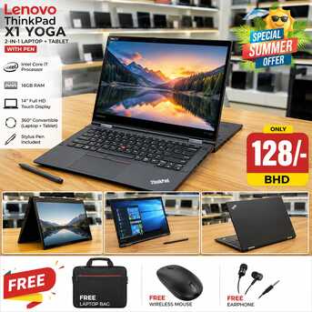 Muharraq, Computers, BHD 128,  LENOVO YOGA Core I7 7th Gen Touch 360* Flip Laptop + Tablet With Pen 14" FHD Touch Screen