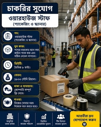 Riyadh, Jobs, ইমারজেন্সি লোক লাগবে  সেলারি ১৮০০ রি: