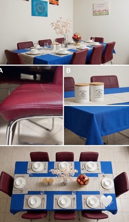 Jubail, Furniture, SAR 750,  Premium 8-Seater Dining Table Set With Modern Red Leather Chairs &ndash; Jubail