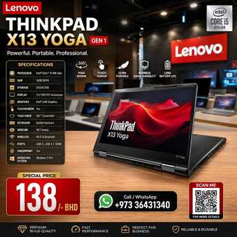 East Riffa, Computers, BHD 138,  Lenovo Core I5 10th Generation Touch Laptop + Tablet With Pen 16GB RAM 13.5" Touch Display