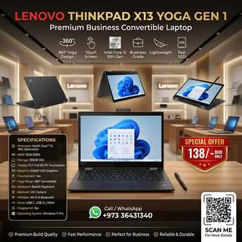 Muharraq, Computers, BHD 138,  Lenovo Core I5 10th Generation Touch Laptop + Tablet With Pen 16GB RAM 13.5" Touch Display