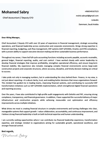 Dammam, Job Seekers, Chief Accountant / Deputy CFO Looking For A Job