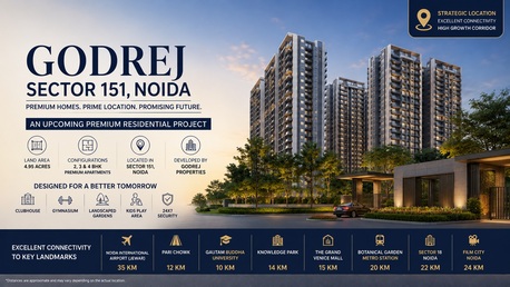 Noida, Real Estate For Sale, INR 20000000,  2 BR,  1234 Sq. Feet,  Invest In Godrej Sector 151 &ndash; Upcoming Luxury Apartments In Noida