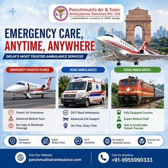 New Delhi, Health, Panchmukhi ICU Air And Train Ambulance In Delhi- Medical Support You Can Trust In Emergenc