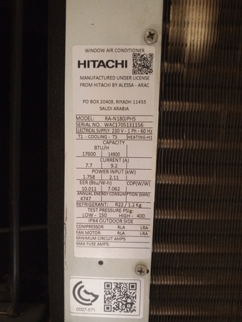 Dammam, Air Conditioners, SAR 750,  Window AC 1.5 TON HITACHI