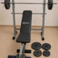 SAR 650,  Adjustable Multi Gym Bench Press With Barbell & 8 Weight Plates