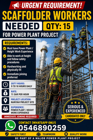 Jubail, Jobs, Scarf Folder   / Scaffpolders
