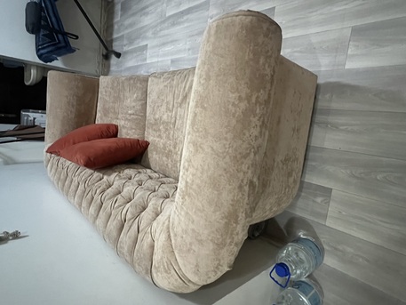Al Malaz, Furniture, SAR 2000,  Sofa 7 Seater With Beautiful Table & Cushions - Beige Color- Sofa Quality Excellent