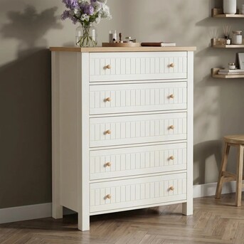 London, Furniture, GBP 149,  Linra White Tall Painted 5 Drawer Chest Of Drawers