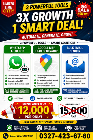 Faisalabad, Software, PKR 12000,  🔥 WhatsApp Bot + Google Map Leads + Bulk Email Sender