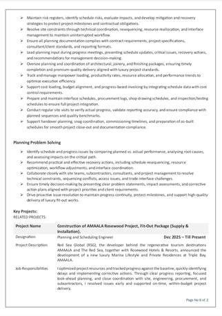 Al Wajh, Job Seekers, Planning And Scheduling Engineer