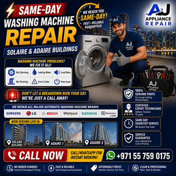 Dubai, Appliance Repair, Same-Day Washing Machine Repair &ndash; Solaire & Adaire Buildings