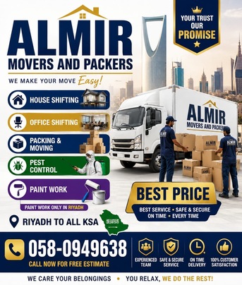 Ad Diriyah, Relocation, /:Almir Movers Packers Cleaners Pest Control Services!