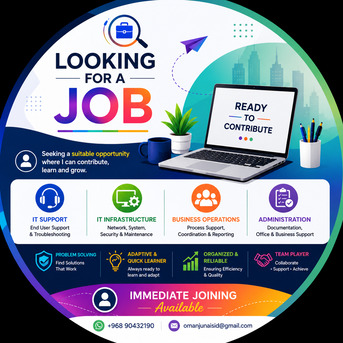 Muscat, Job Seekers, I Have 8+ Years Of Experience In IT Support, Office Administration, And Business Operation