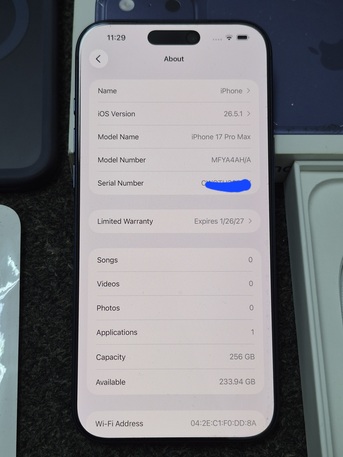 Al Rahmaniyah, Mobile Phones, SAR 4800,  IPhone 17 Pro Max 256gb Deep Blue