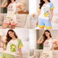 INR 499,  Women's Cute Cartoon Print Cotton Short Set | Soft & Comfortable Half Sleeve Nightwear