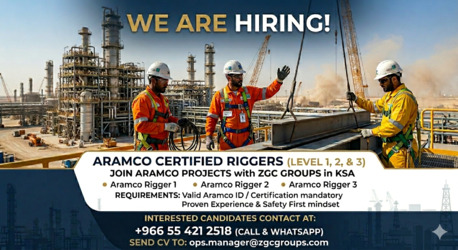 Riyadh, Jobs, Urgent Requirement Aramco Approved Rigger