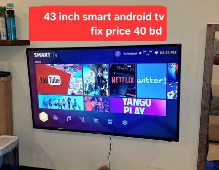 Manama, Electronics, BHD 40,  43 Inch Smart Android Tv With Wall Bracket Original Remote 40 Bd Last Msg 3670 8372 Wts Ap
