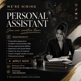 Riyadh, Jobs, Personal Assistant – Media & Social Media  مساعدة شخصية – الإعلام ووسائل الت
