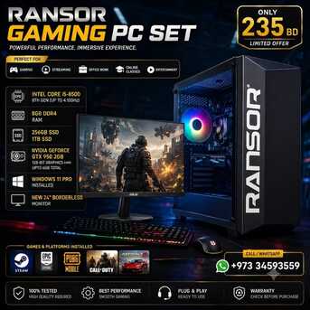 Isa Town, Computers, BHD 235,  ASUS Core I5 8th Generation Gaming Computer With New 24" 100Hz Monitor NVidia GTX Graphics