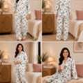 INR 499,  Women's Floral Cotton Blend Night Suit &ndash; Soft, Breathable Full Sleeve Shirt & Pajama Sleep