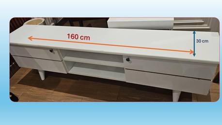 Al Safa, Furniture, SAR 75,  White TV Table &ndash; Used And In Clean Condition.