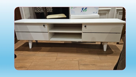 Al Safa, Furniture, SAR 75,  White TV Table &ndash; Used And In Clean Condition.