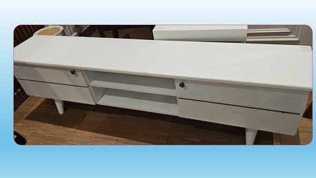 Al Safa, Furniture, SAR 75,  White TV Table &ndash; Used And In Clean Condition.
