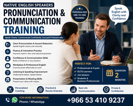 Jubail, Lessons Offered, Native English Speakers | Pronunciation & Communication Training