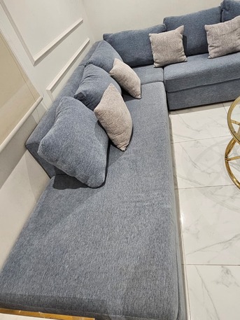 Khobar, Furniture, SAR 400,  Modern L-shaped Lounge Sofa With Cushions - Good Condition