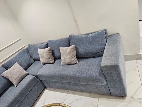 Khobar, Furniture, SAR 400,  Modern L-shaped Lounge Sofa With Cushions - Good Condition